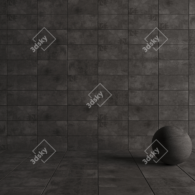  ARES Black Concrete Wall Tiles 3D model image 4