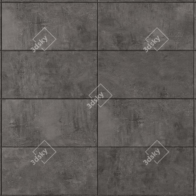  ARES BLACK: Concrete Wall Tiles Set 2 3D model image 2
