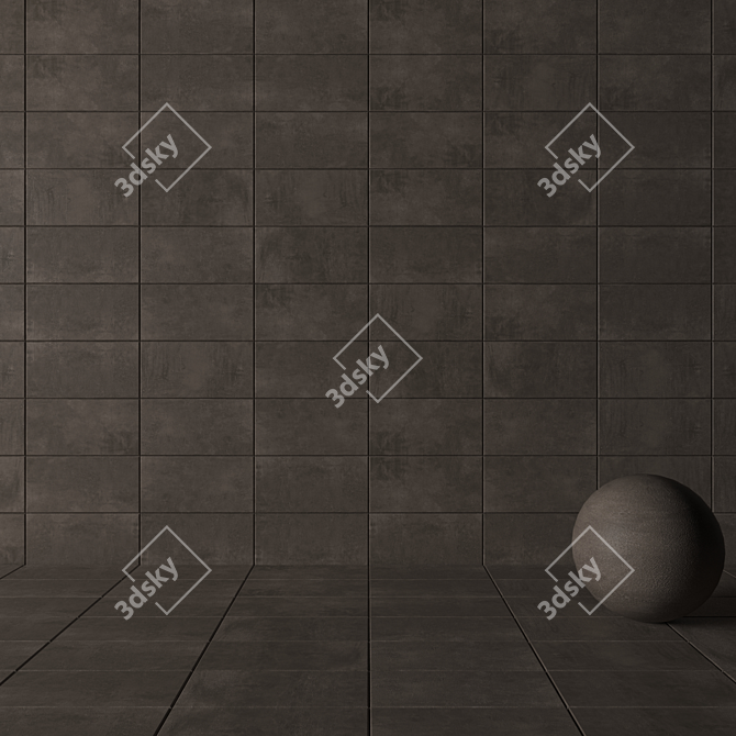 Ares Brown Concrete Wall Tiles Set 3D model image 3