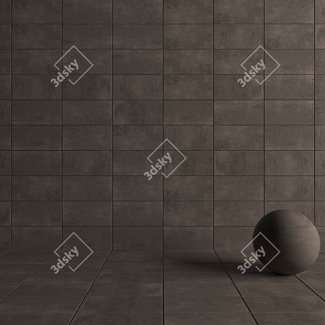 Ares Brown Concrete Wall Tiles Set 3D model image 4