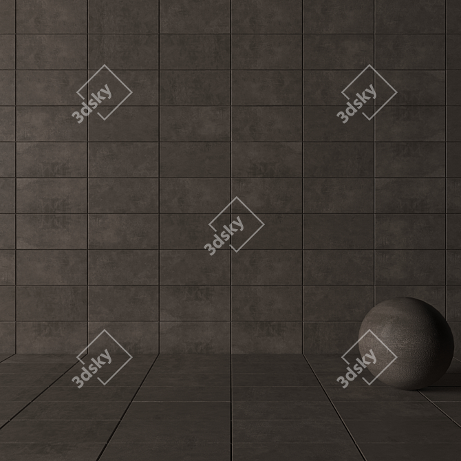 Ares Brown Concrete Wall Tiles Set 3D model image 3