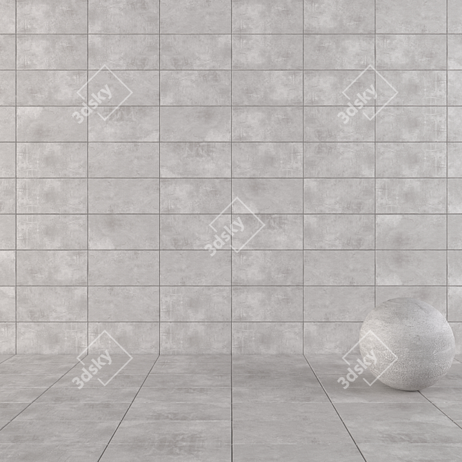 Modern Gray Concrete Wall Tiles 3D model image 1