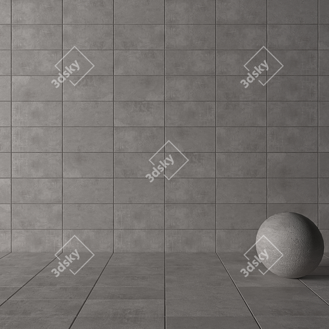 Modern Gray Concrete Wall Tiles 3D model image 3