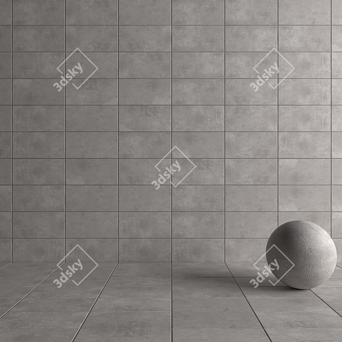 Modern Gray Concrete Wall Tiles 3D model image 4