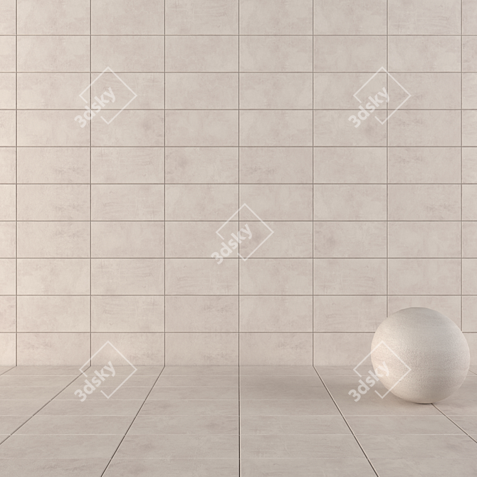 ARES Ivory Concrete Wall Tiles 3D model image 1