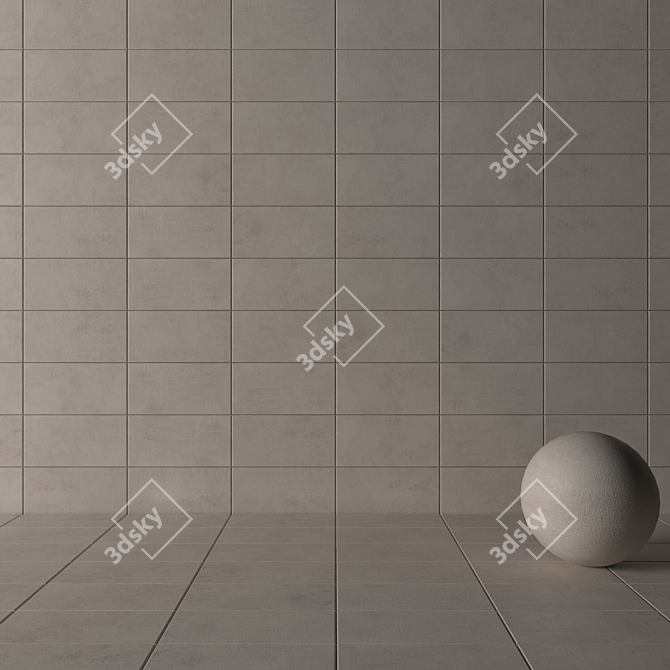 ARES Ivory Concrete Wall Tiles 3D model image 3