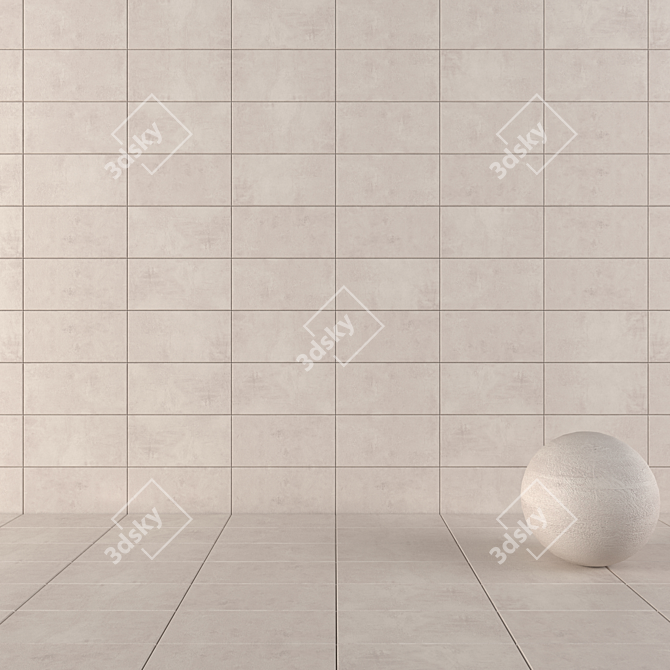 ARES Ivory Concrete Wall Tiles Set 3D model image 1