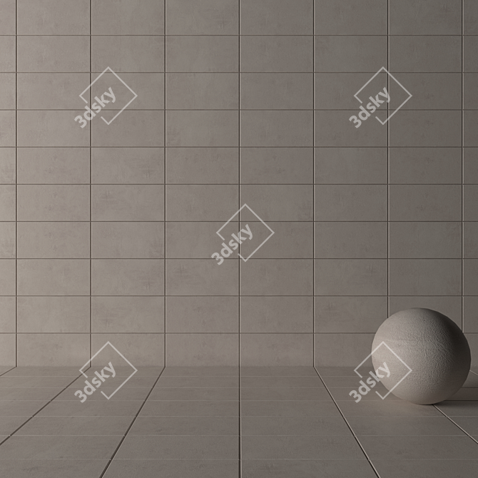 ARES Ivory Concrete Wall Tiles Set 3D model image 3