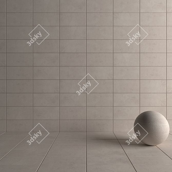 ARES Ivory Concrete Wall Tiles Set 3D model image 4