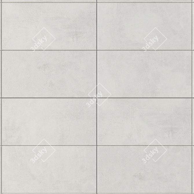 Ares White Concrete Wall Tiles 3D model image 2