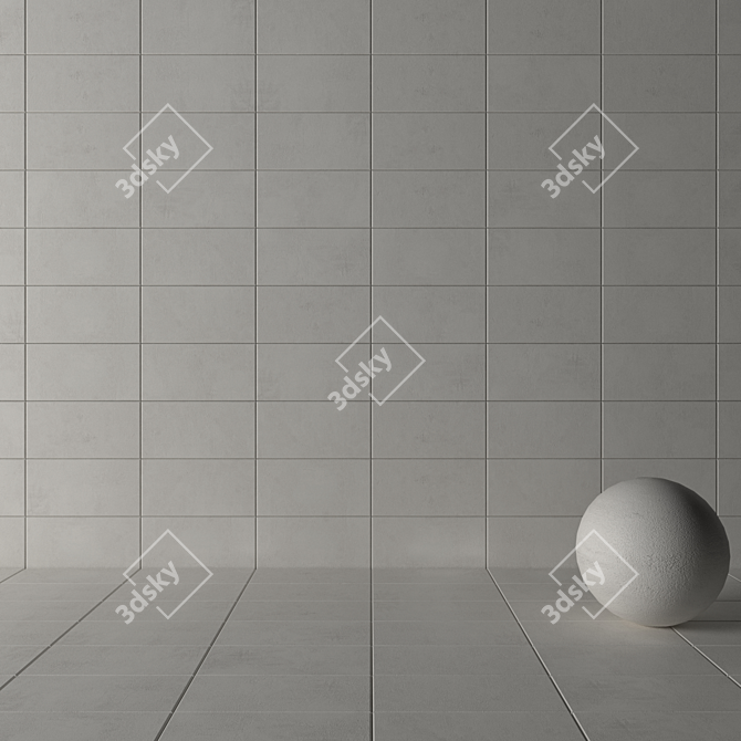 Ares White Concrete Wall Tiles 3D model image 3