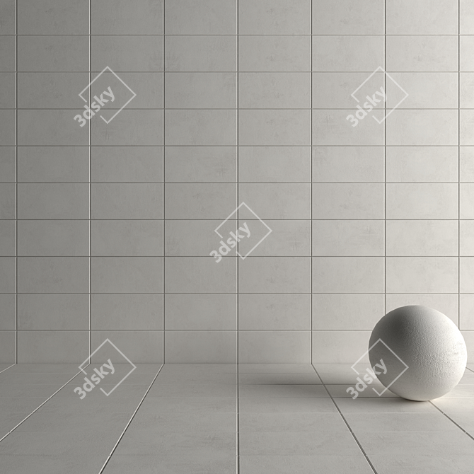 Ares White Concrete Wall Tiles 3D model image 4