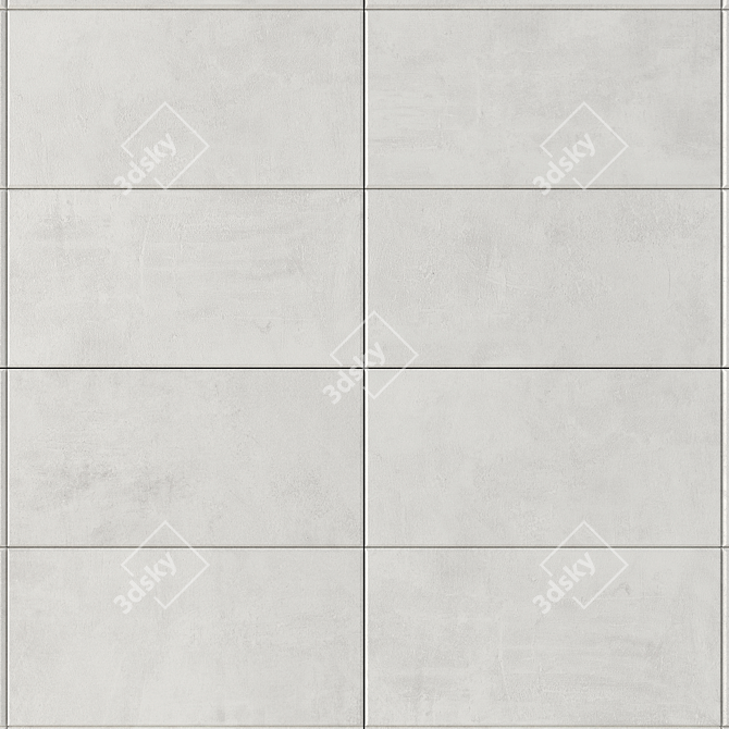 Ares White Concrete Wall Tiles Set 3D model image 2