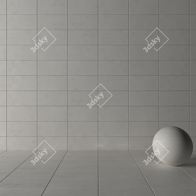 Ares White Concrete Wall Tiles Set 3D model image 3