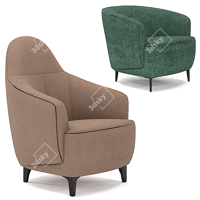 ROM Belgian Armchair Cubi 1Q: Unmatched Comfort & Style 3D model image 2