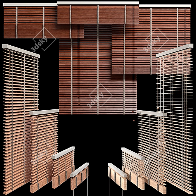 Natural Wood Jalousie - Various Sizes, Colors 3D model image 1