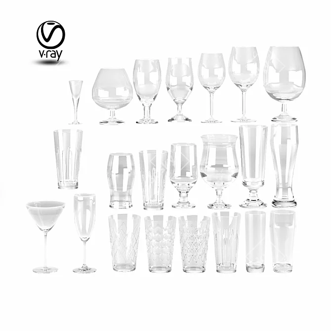 Sleek Glassware Collection 3D model image 1