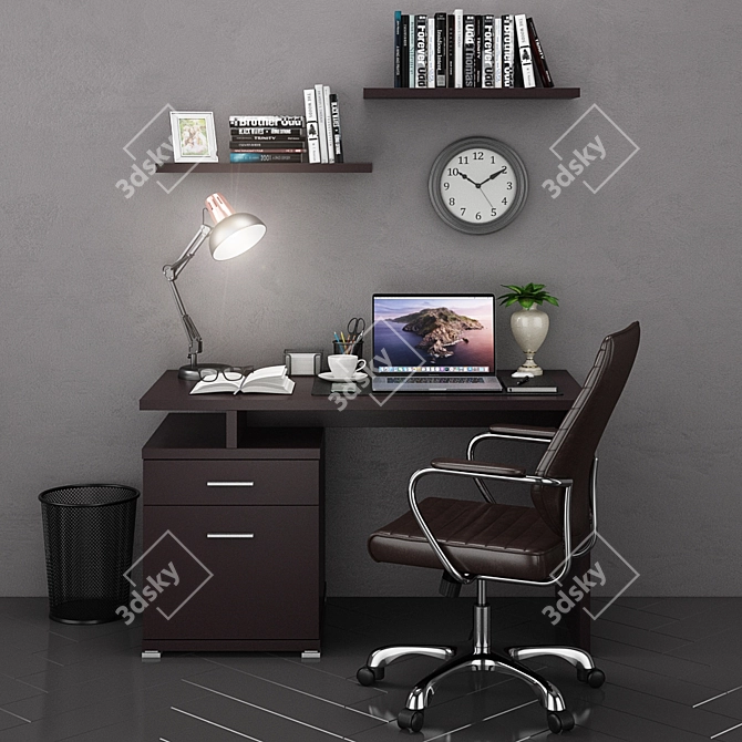 Modern Workplace MacBook 4 3D model image 2