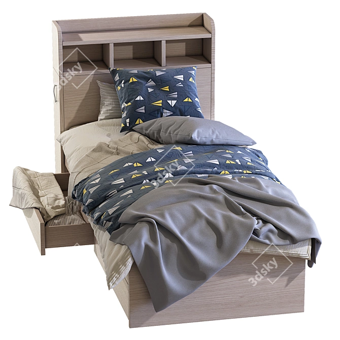 Oak Galway Bed with Storage - Stylish and Functional 3D model image 2