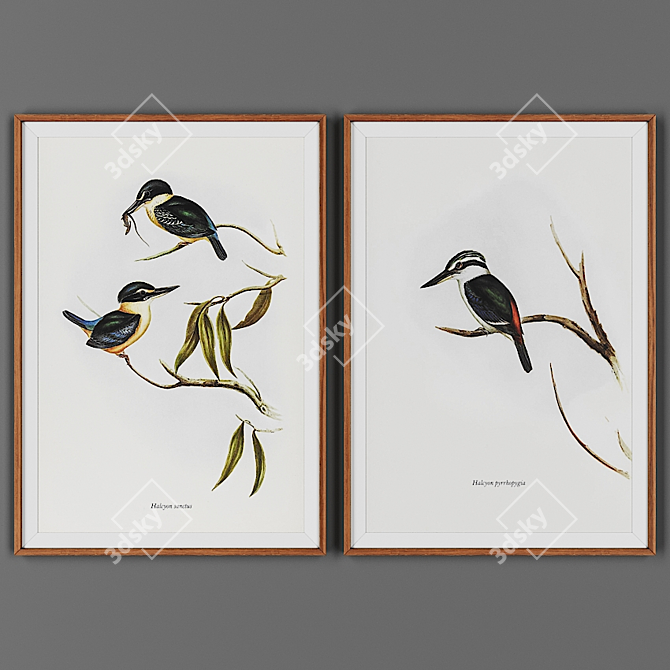 Wooden Frame Picture Set 3D model image 1