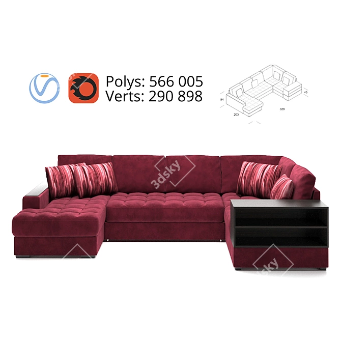 Moon 107 Modular Sofa 3D model image 2