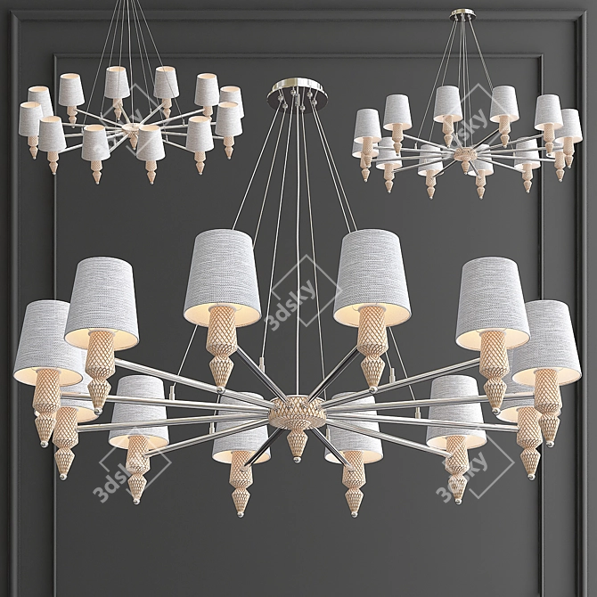 Melange Chandelier: Contemporary Grey Nickel Lighting 3D model image 1