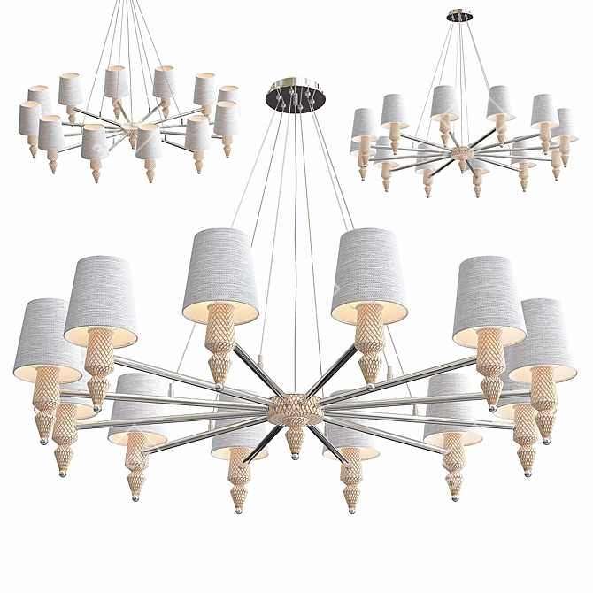 Melange Chandelier: Contemporary Grey Nickel Lighting 3D model image 2