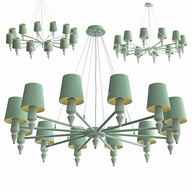 Melange Chandelier: Contemporary Grey Nickel Lighting 3D model image 3