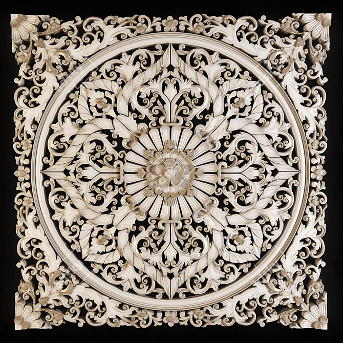 Lotus Mandala Ornament - 260x260 cm 3D model image 2