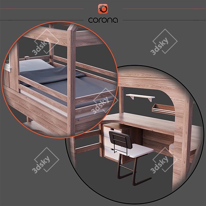 CozyKids 3-Piece Bedroom Set 3D model image 4