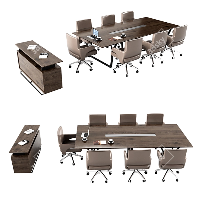 Executive Meeting Table Set 3D model image 1