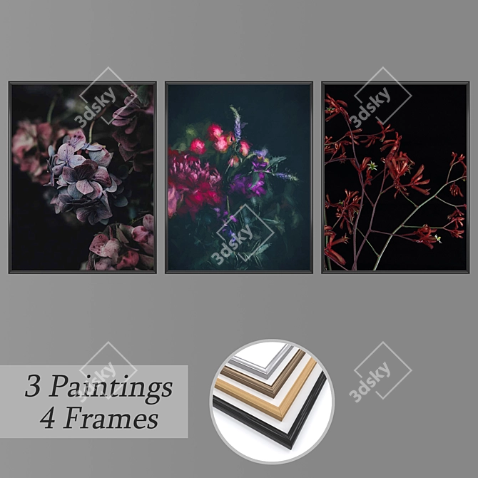 Modern 3-Piece Wall Paintings 3D model image 1