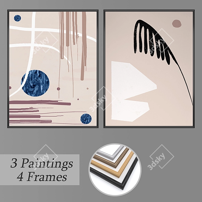 Versatile Set of 2 Wall Paintings 3D model image 1