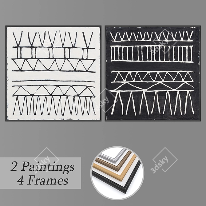 Abstract Wall Paintings Set 1097 3D model image 1