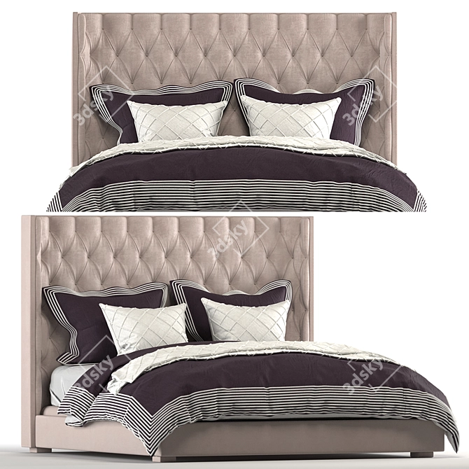 Zadie Tufted Bed: Elegant and Luxurious RH Teen Piece 3D model image 1