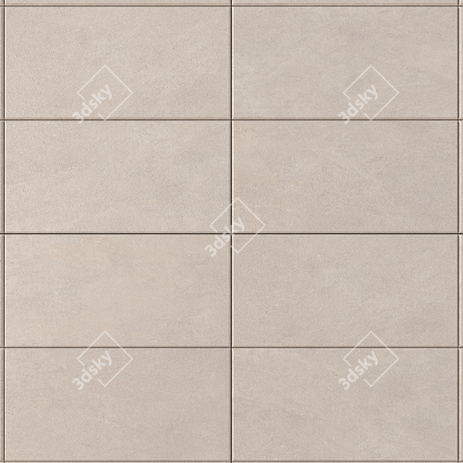 Basalt Beige Concrete Wall Tiles Set 3D model image 2