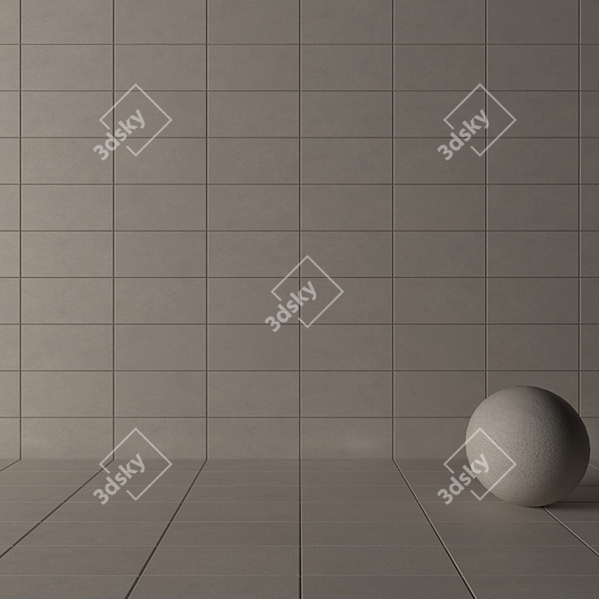 Basalt Beige Concrete Wall Tiles Set 3D model image 3