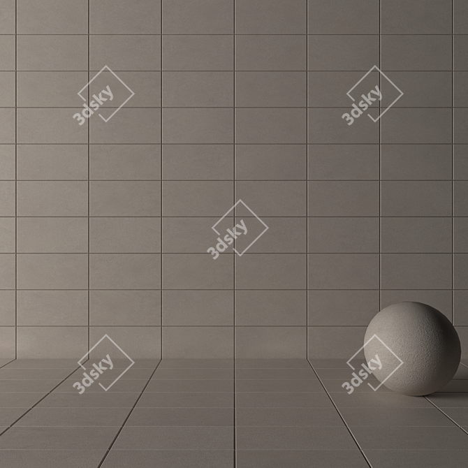 Basalt Beige Concrete Wall Tiles Set 3D model image 3