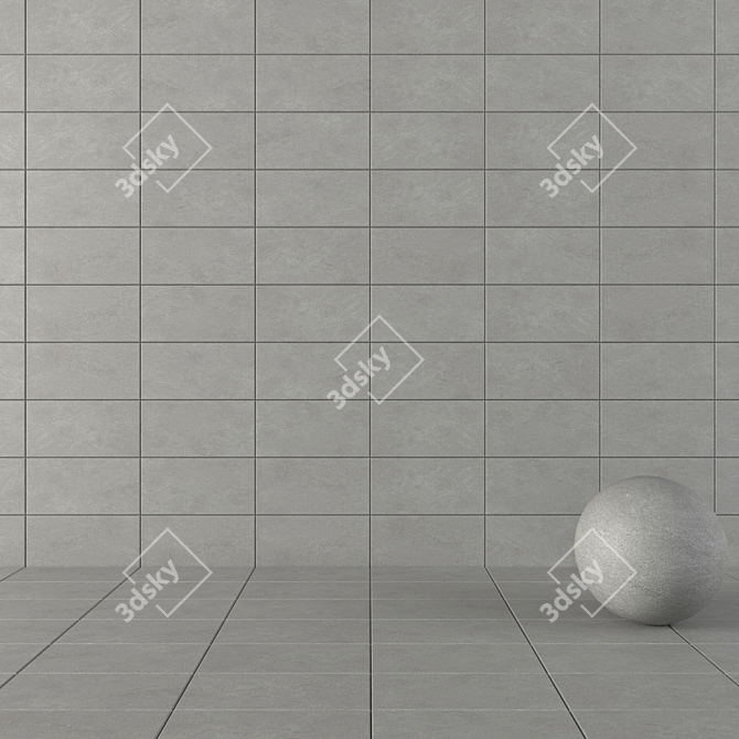 Basalt Fume Concrete Wall Tiles 3D model image 1