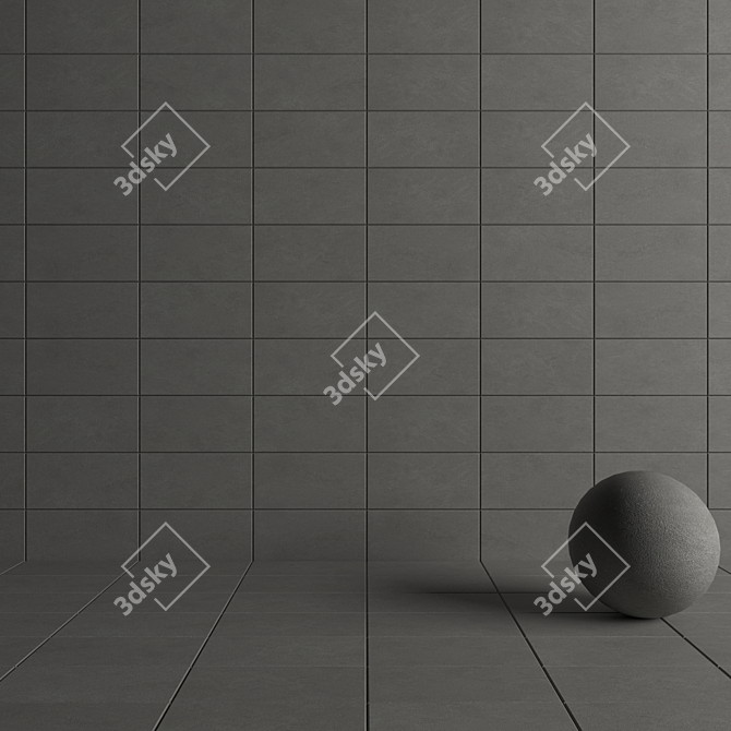 Basalt Fume Concrete Wall Tiles 3D model image 4