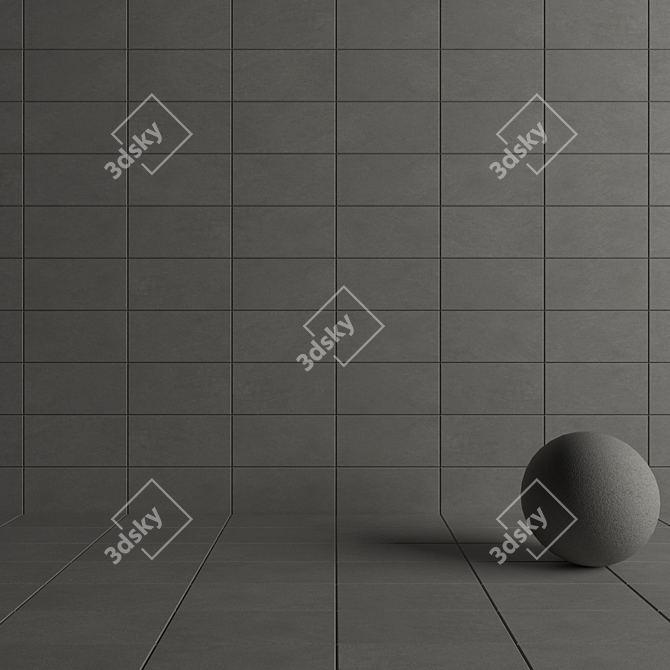 Modern Basalt Fume Concrete Wall Tiles 3D model image 4