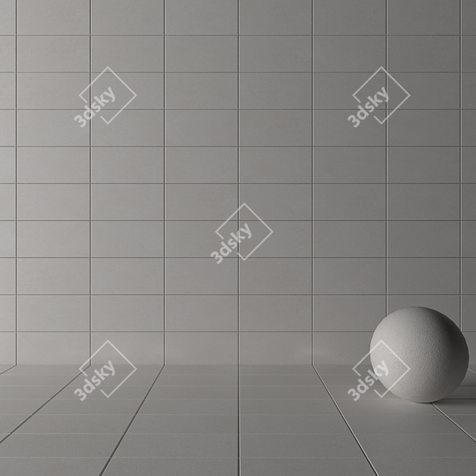 Basalt White Concrete Wall Tiles 3D model image 3