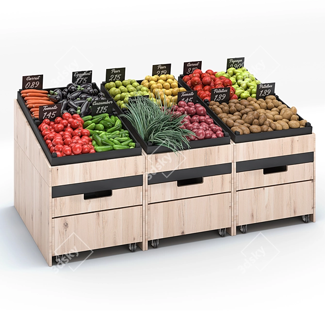 Fresh Harvest Vegetable Display 3D model image 1