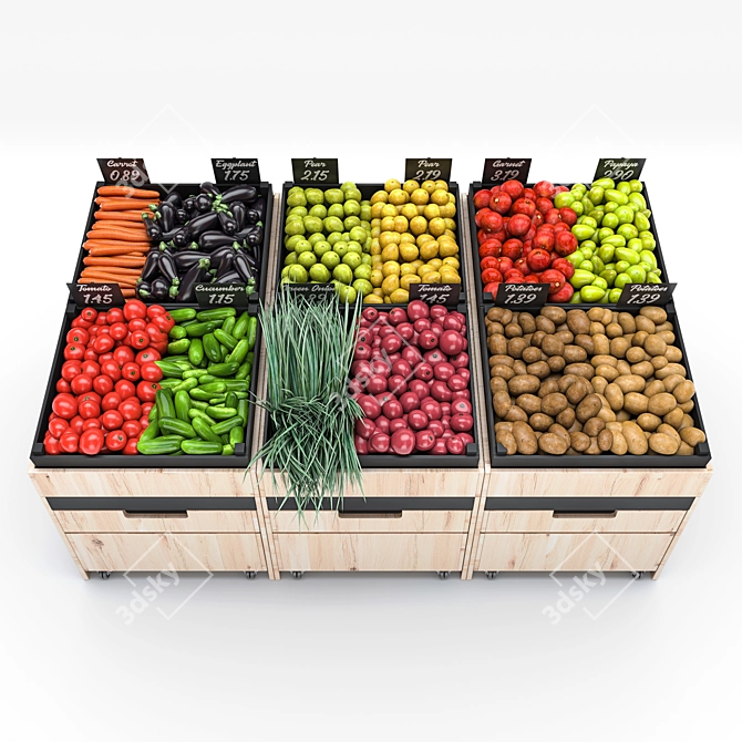 Fresh Harvest Vegetable Display 3D model image 2