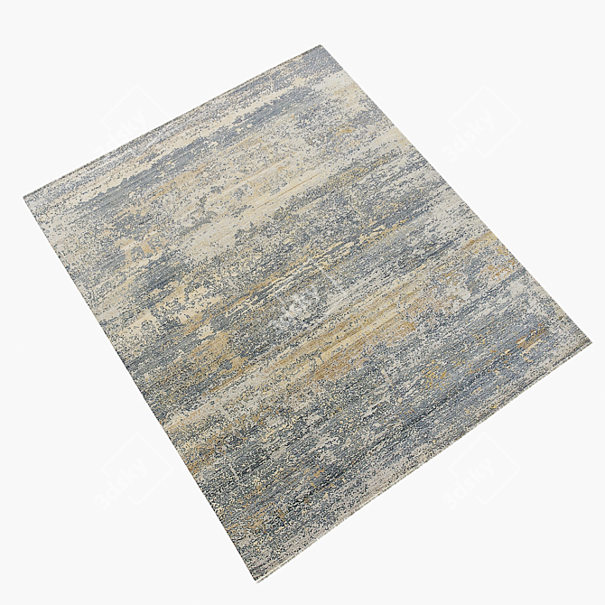 Golden Sands Handcrafted Wool and Silk Rug 3D model image 2