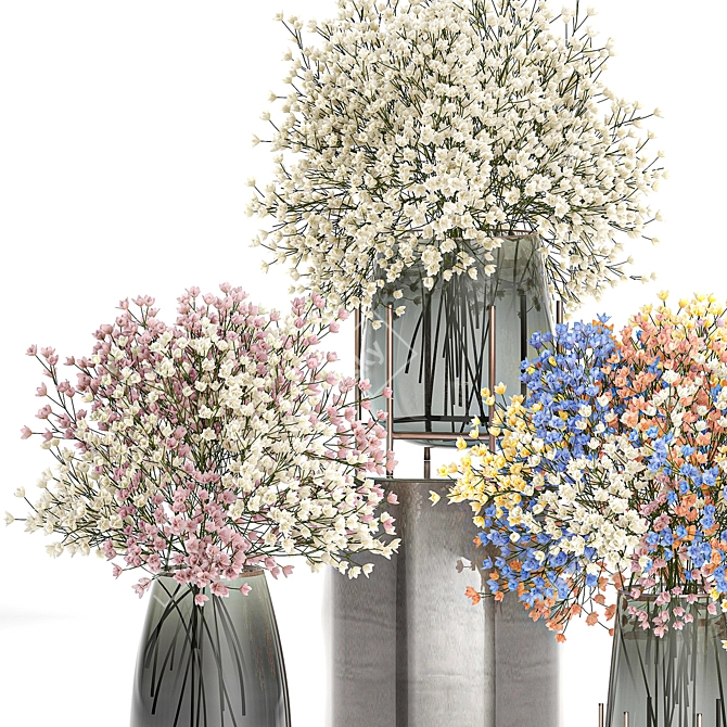 Elegant Blooms Bouquet Set 3D model image 2