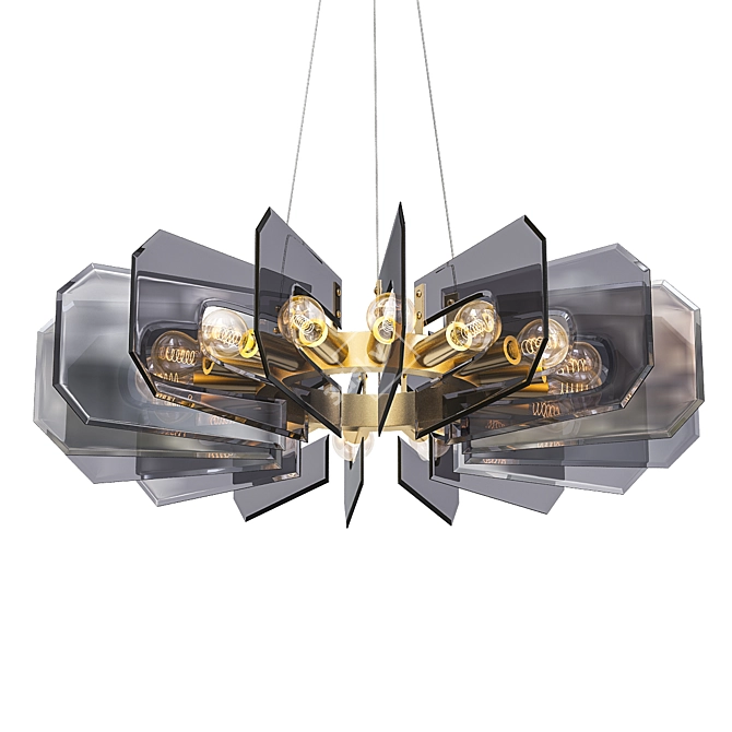 BACCARA Ceiling Chandelier: Stylish Metal and Glass Lighting 3D model image 1