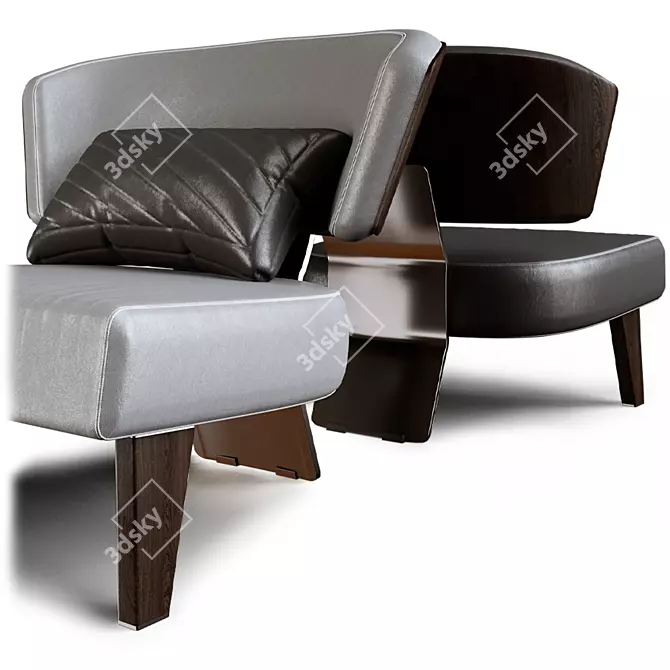 Modern Wood Armchair for Quality Comfort 3D model image 2