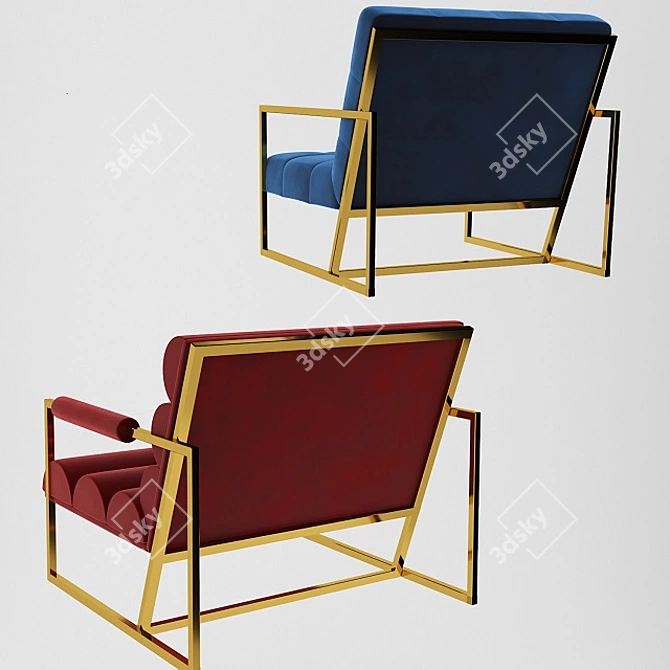 Golden Channeled Lounge Chair 3D model image 2