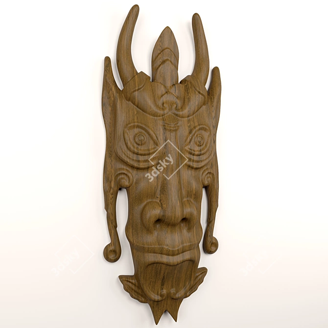 Wooden CNC Carved Totem Mask 3D model image 1